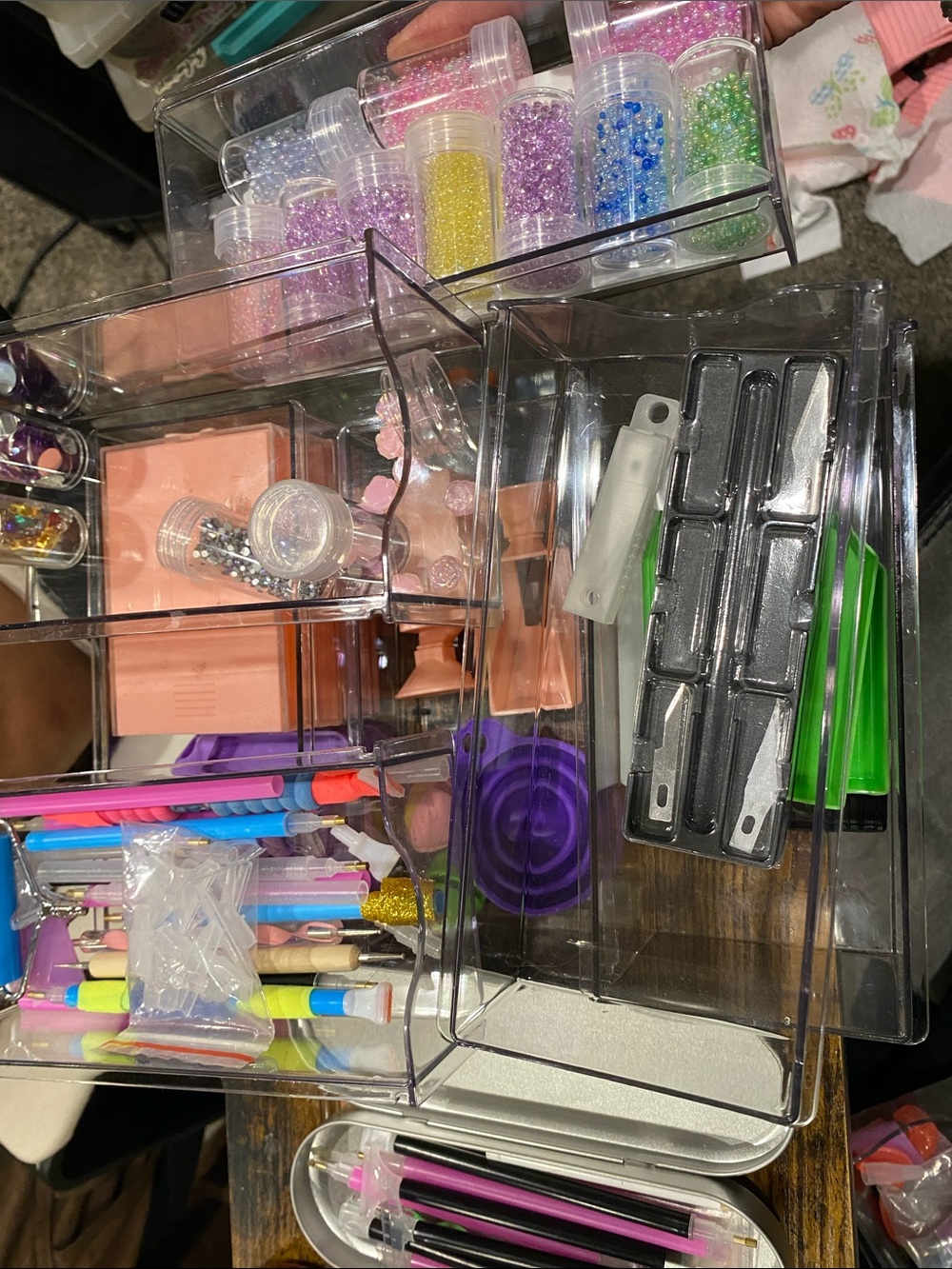 Clear Acrylic Cosmetic Transparent Storage Bin rhinestone crafting dotting tools